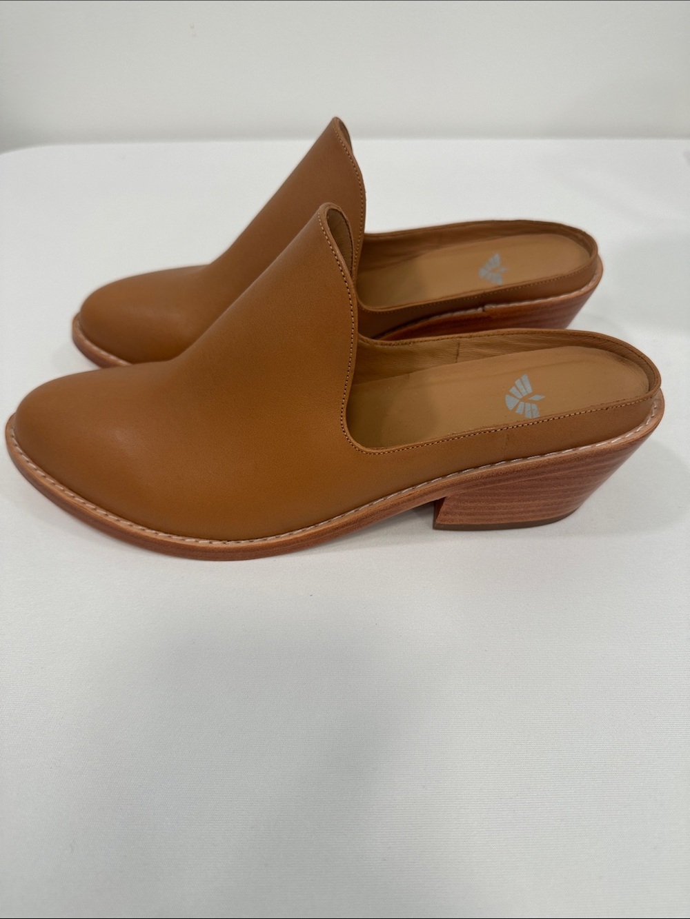 Fortress Women's Michelle Tan Leather Mule Heels